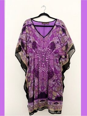 💐 speed control purple bohemian print kaftan tunic